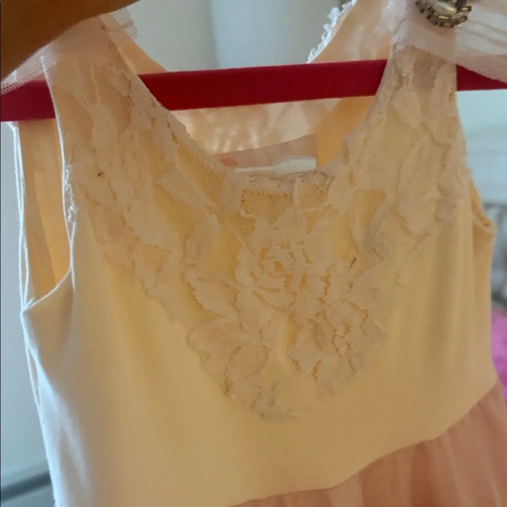 Dollcake Blush Pink Ruffled Tulle Party Dress with Beaded Shoulder Accents